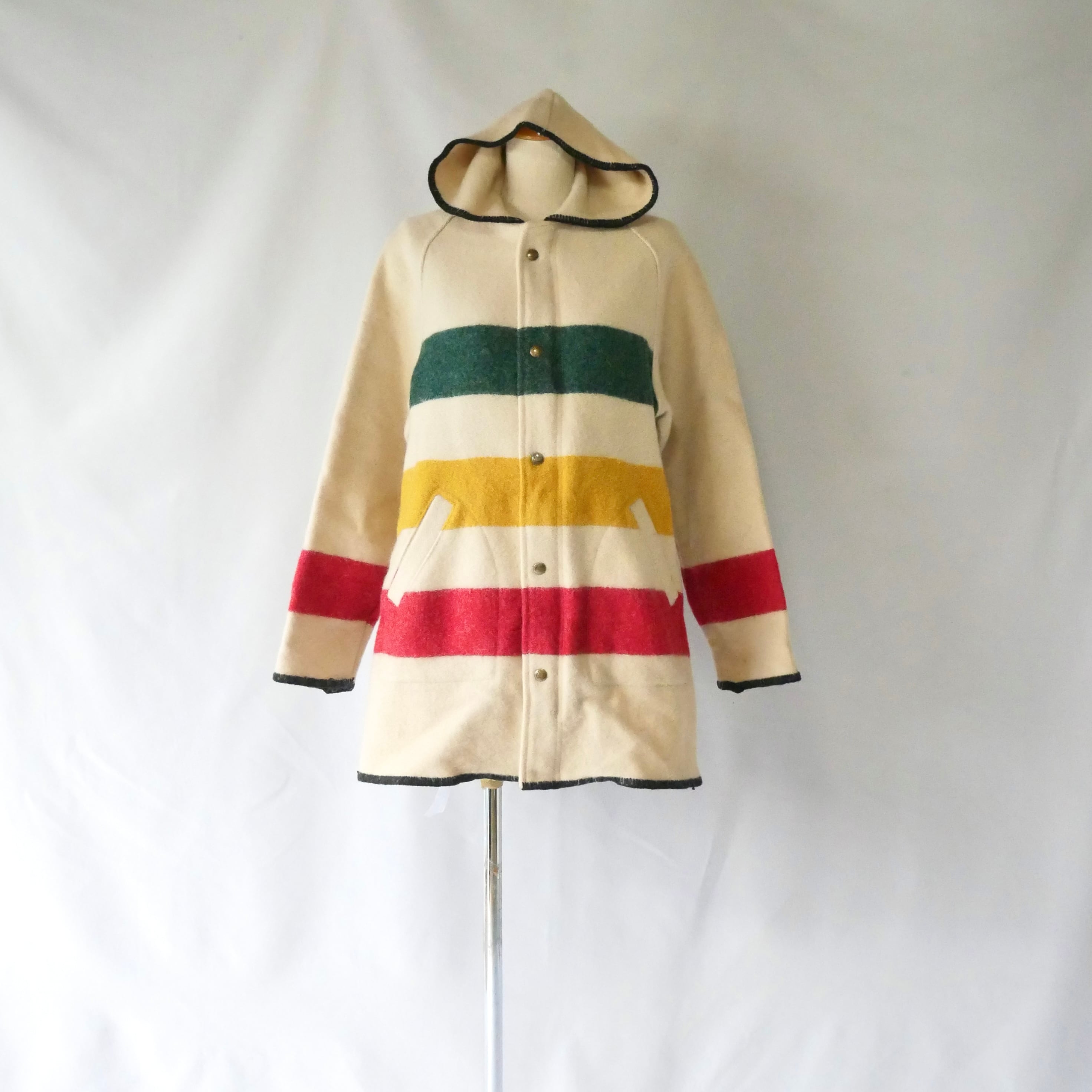 80s vintage beige×orange long coat 80年代 ベージュ オレンジ袖口