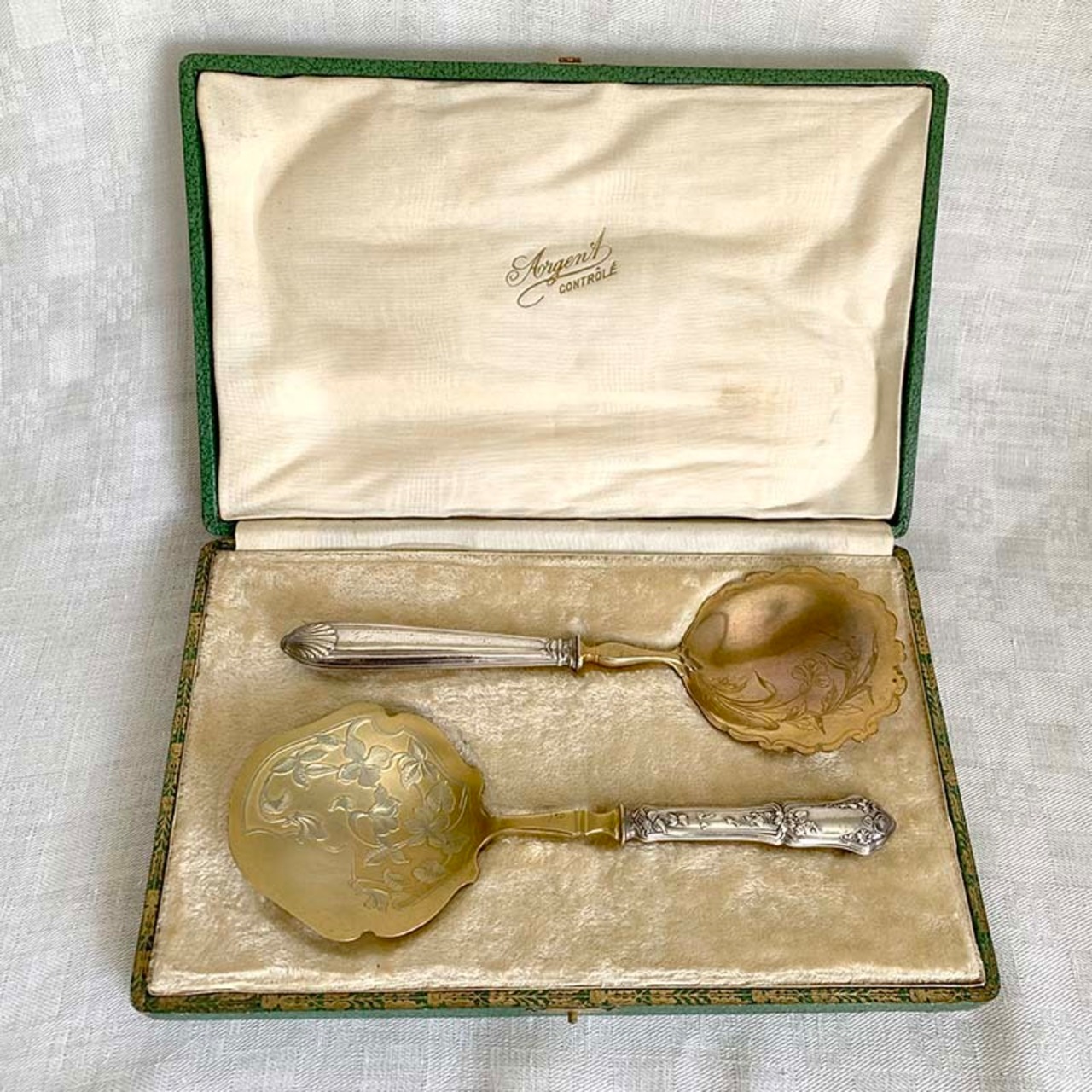サーバーセット　スプーン型　ミネルバ刻印入りシルバー　 オリジナルケース 12twcv2