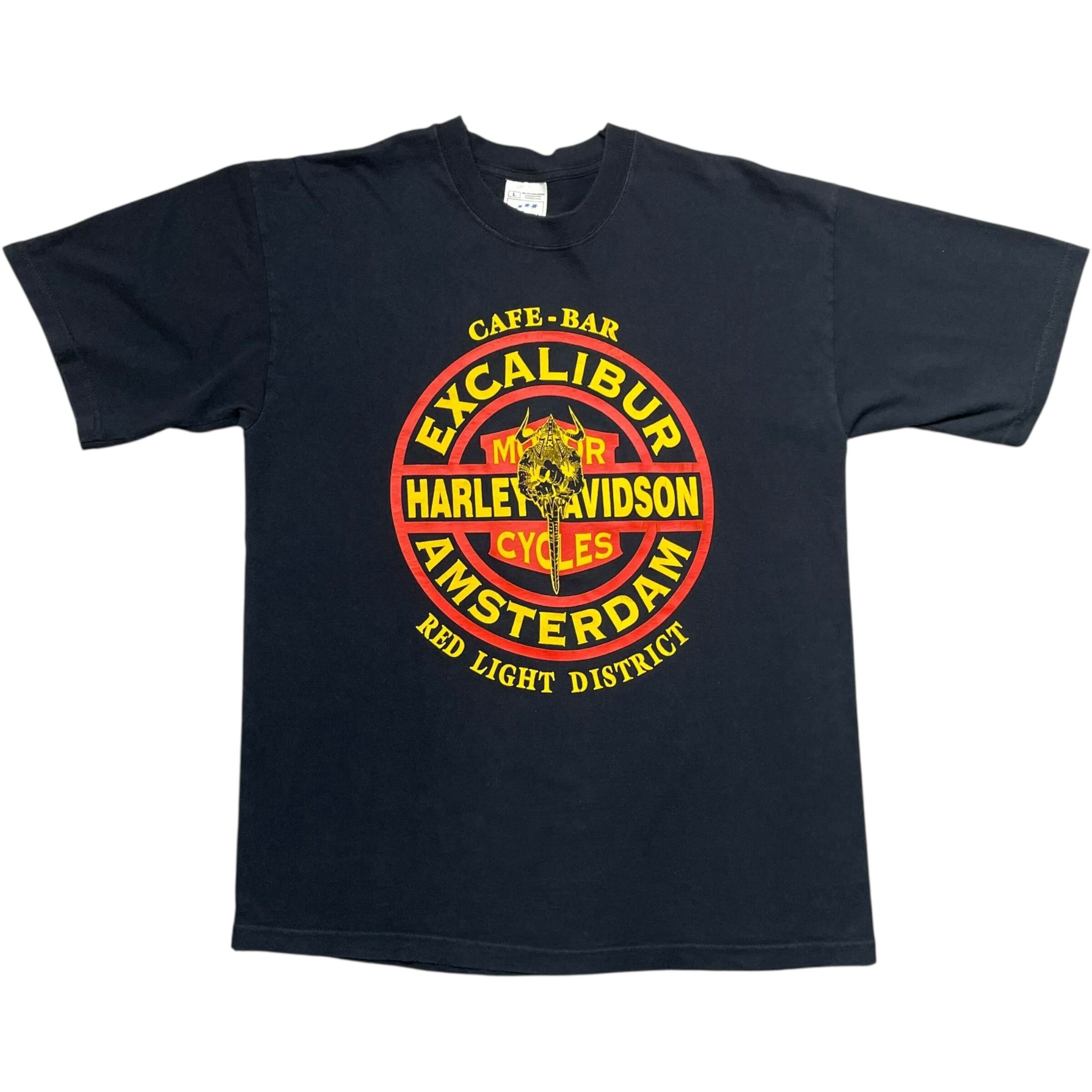 《L》SCREEN STARS スクリーンスターズ Tシャツ フロントプリント Harley-Davidson ハーレーダビッドソン カフェバー ブラック no.8557