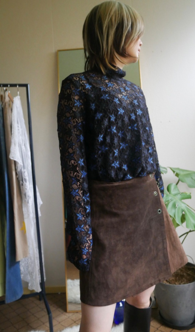 70s Italy "SITELLI" Suede Wrap Mini Skirt