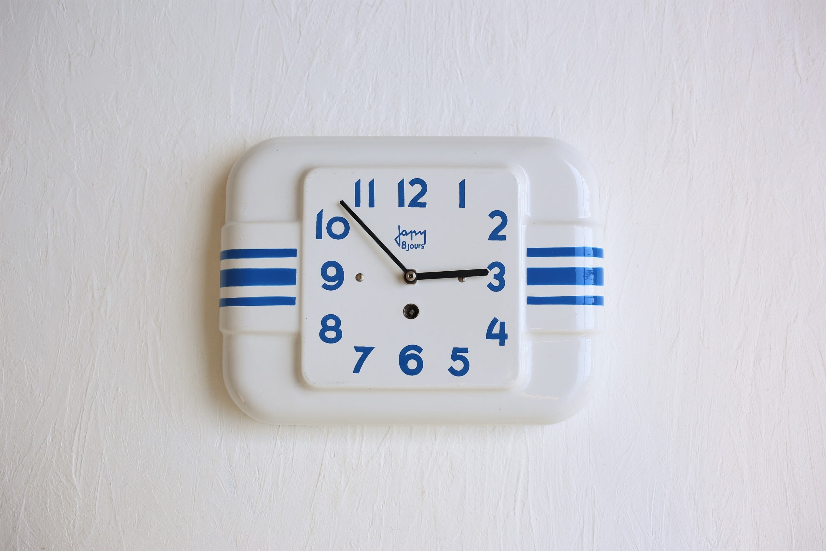 フランス アンティーク JAPY社 ホーロー 壁掛け時計 (電池式クォーツ交換済) N-03805