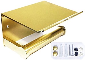 【人気】mind toiletトイレットペーパーホルダー sペーパーホルダー 紙巻器 304 ステンレス 壁掛け式 トイレ ホテル 浴室 ティッシュ スマホ置き おしゃれ (ゴールド ツヤ有り)