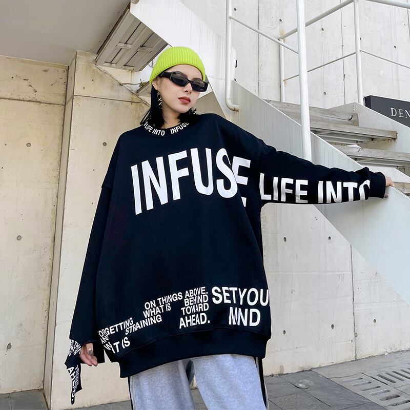 セーター レディースルーズスタイルトップス ロング シャツ ストリート Tシャツ ラブタオタオダレンハウス77494896728