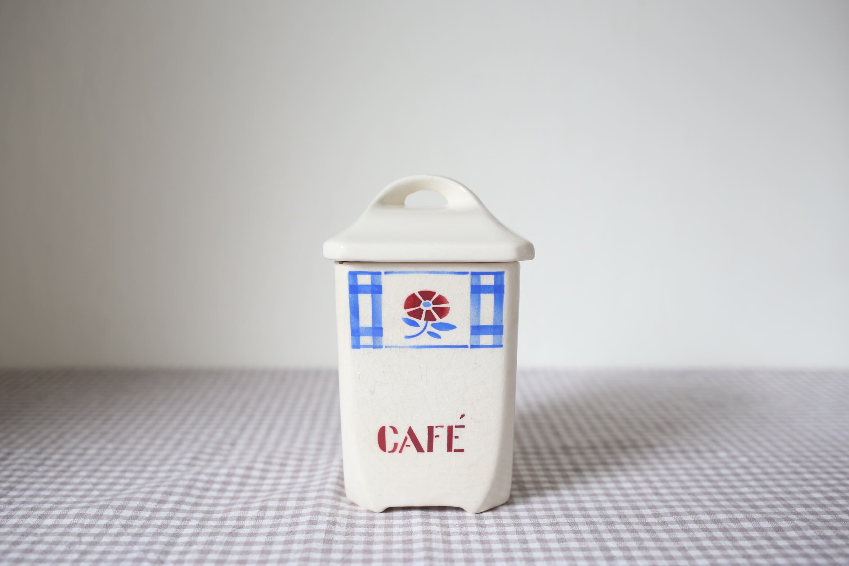 フランス アンティーク ヴィンテージ Badonviller 陶器製 キャニスター『CAFÉ』 N-00597c