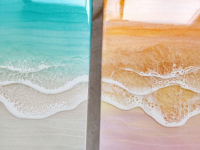 139.オーシャンレジンアート 3連アート