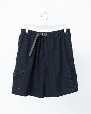 "Columbia" baggy silhouette design nylon short trousers (black)
