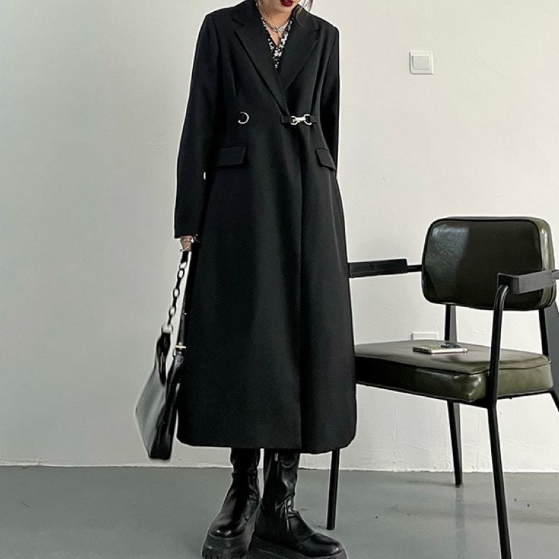 Metal fittings long coat V0529