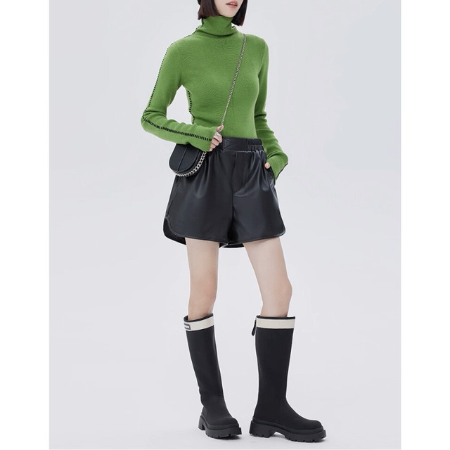 Stitched detail turtleneck knit C1403