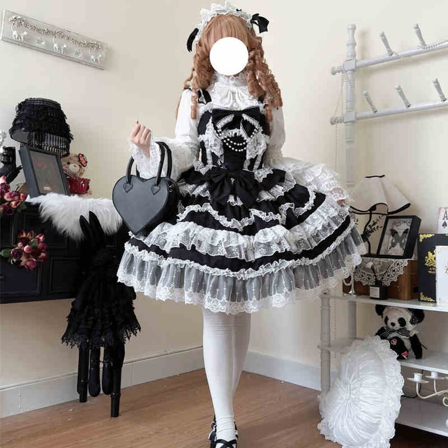 サブカル 服 地雷系 通販 ゆめかわふぁっしょん ジャンパースカート レース フリル ベビードール 量産型 lolita ロリィタ服