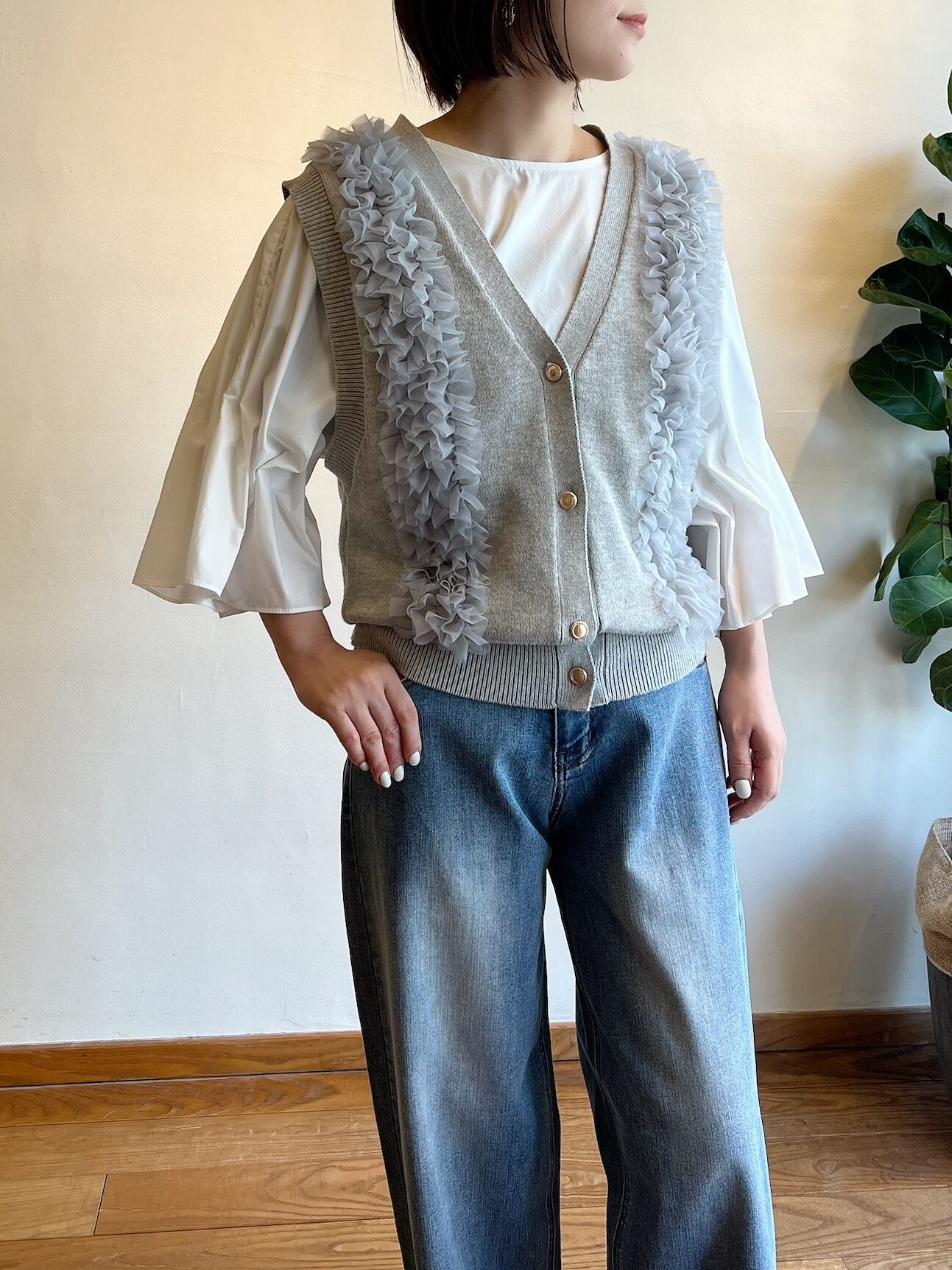 vintage an・an no.21 NEW】MARGAUX VINTAGE / チュールフリルベスト | anouk