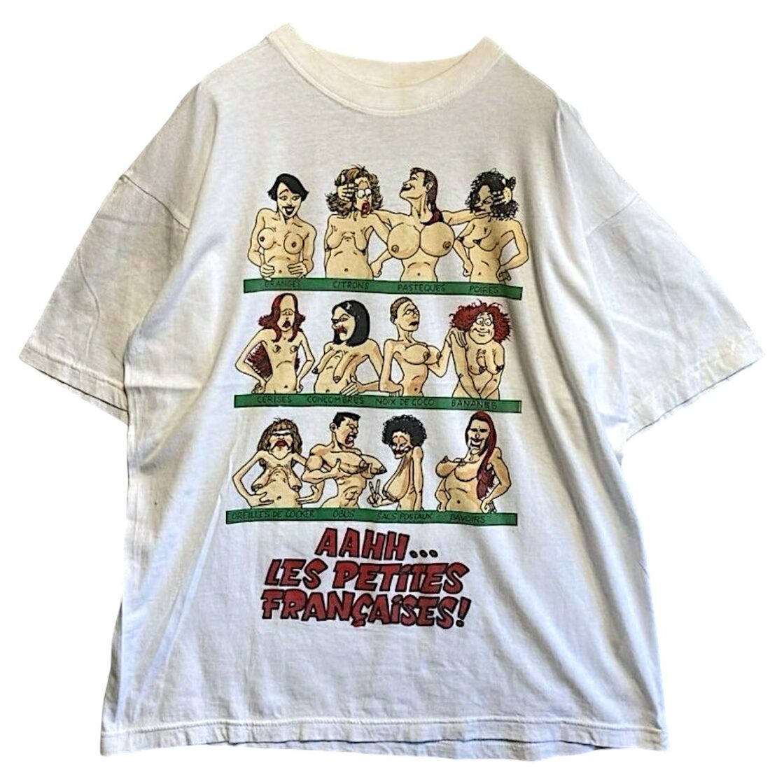 エロ Tシャツ ビンテージ 古着 90s 白 セクシー おっぱいT 風刺 希少 