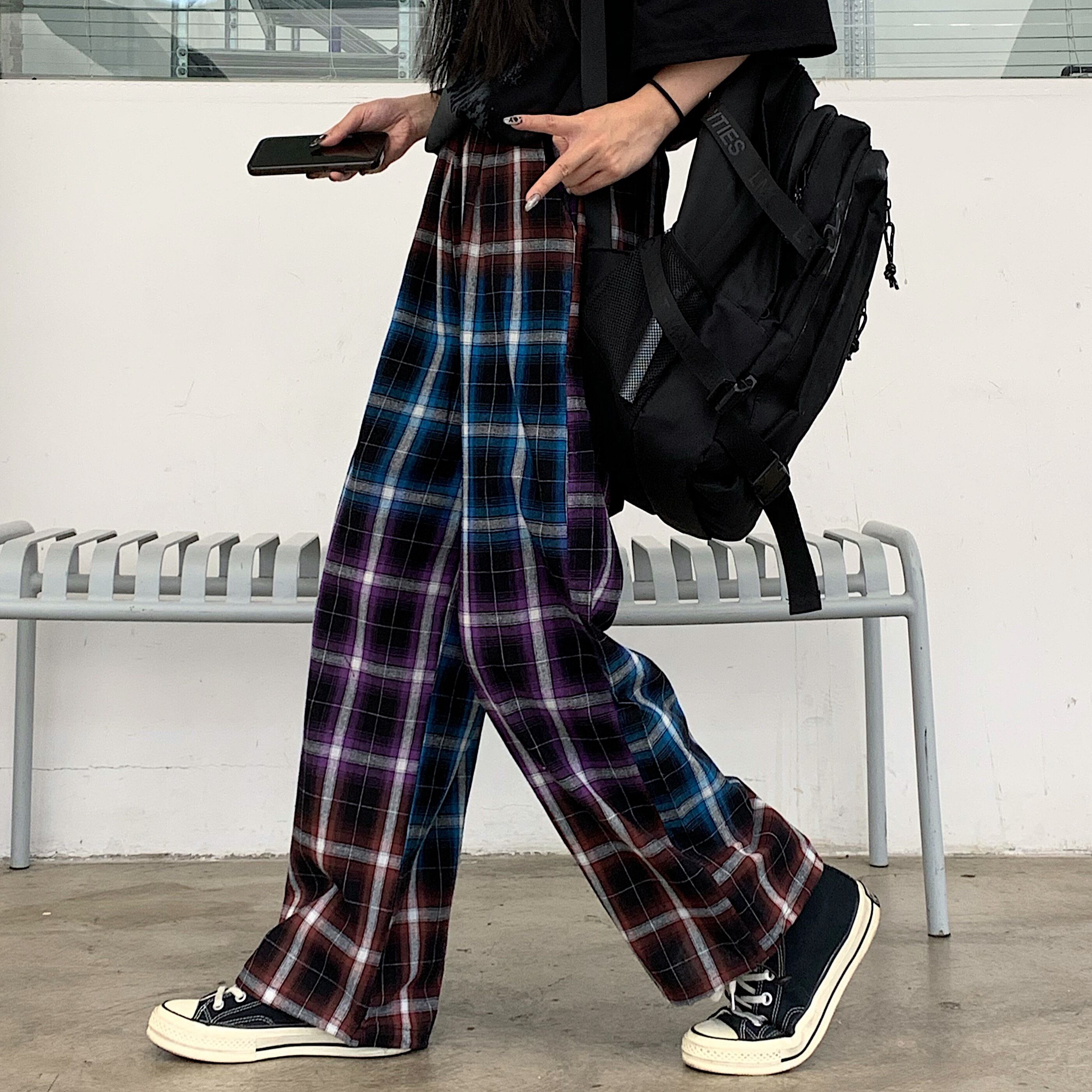 サマールーズパンツ レディーススタンダード格子柄スタイル薄手カジュアル レトロ 夏物 ケッペル49489048251