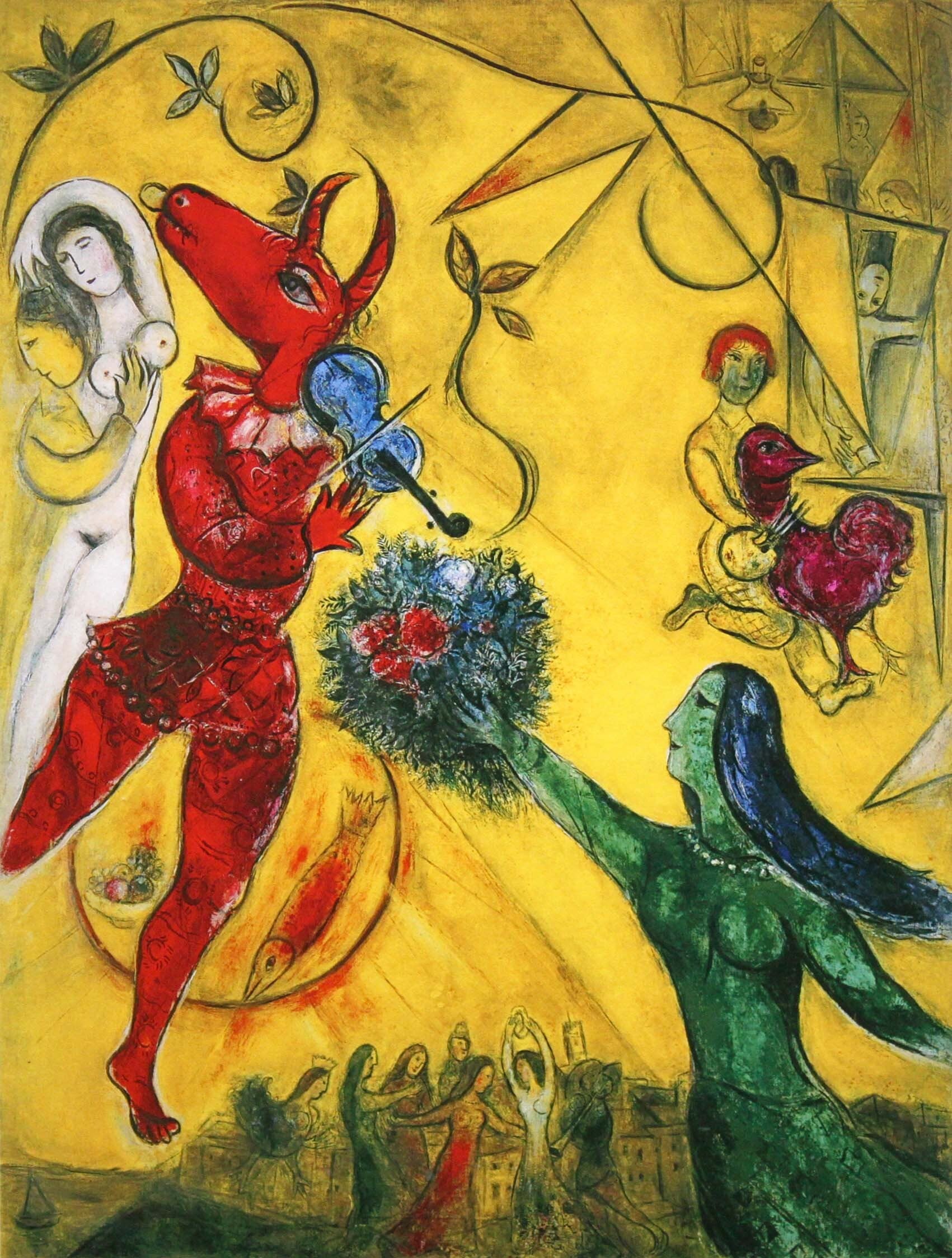 マルク シャガール絵画「ダンスとサーカス」額縁4色選択可能 作品証明書 展示用フック 限定375部エディション付複製画ジークレ