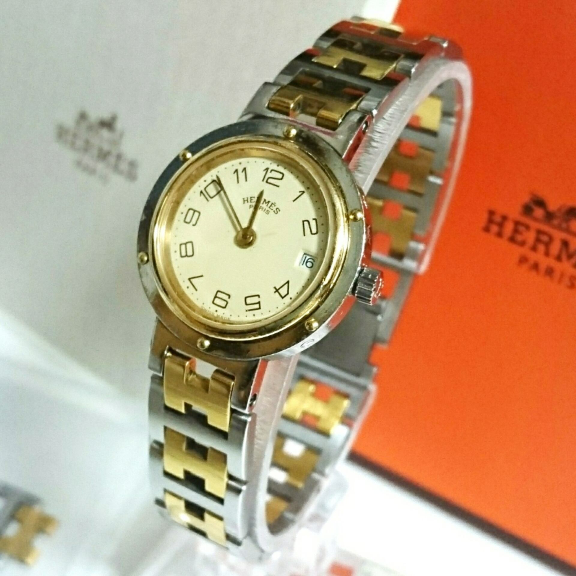 HERMES エルメス クリッパー SS/GP コンビ クォーツ 腕時計 | vintageowl