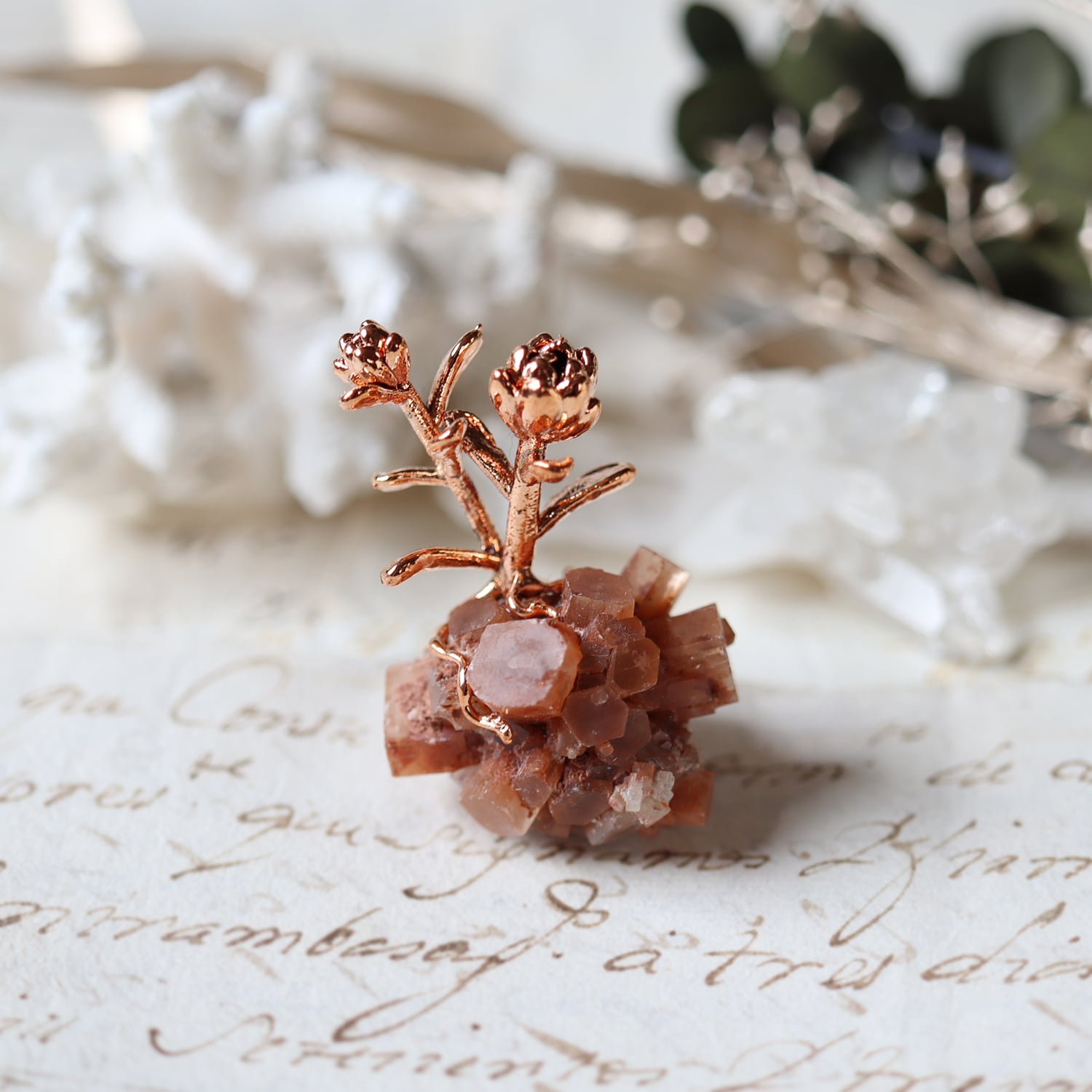 【花石】アラゴナイトとアエオニウム