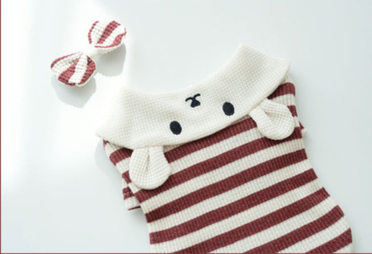 即納【Tio lio】ワッフルベアーカラーシャツ　ワインレッド