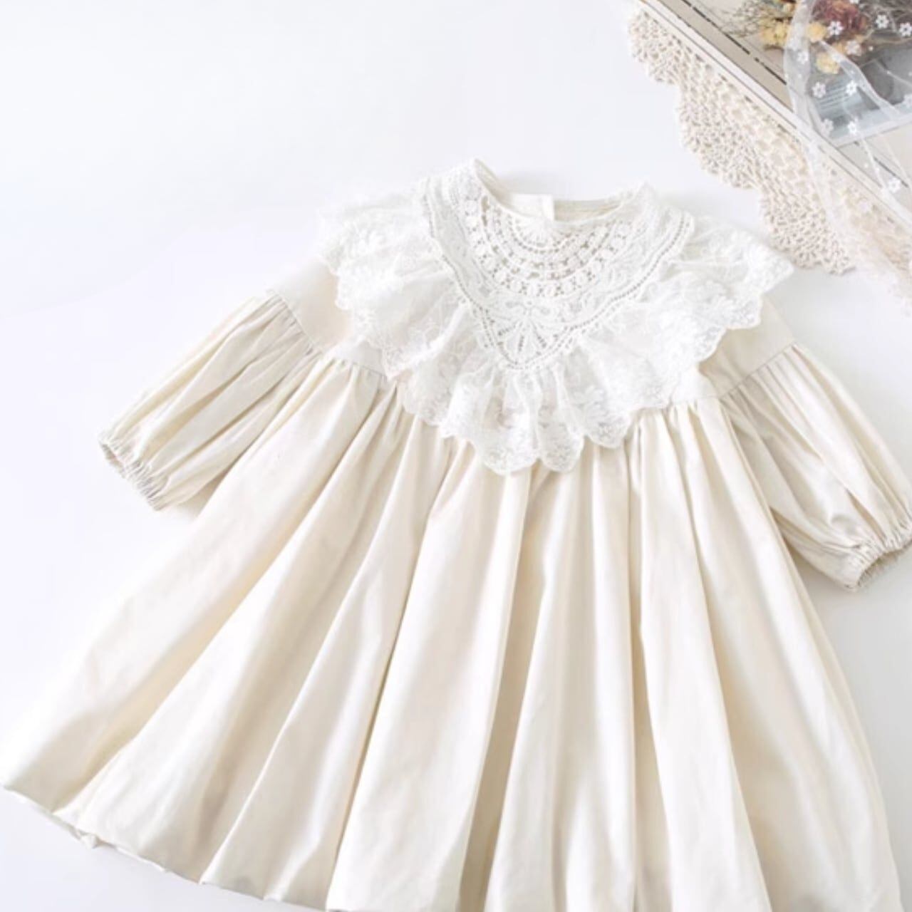 ふんわりレースのバルーンドレス:80〜120size.