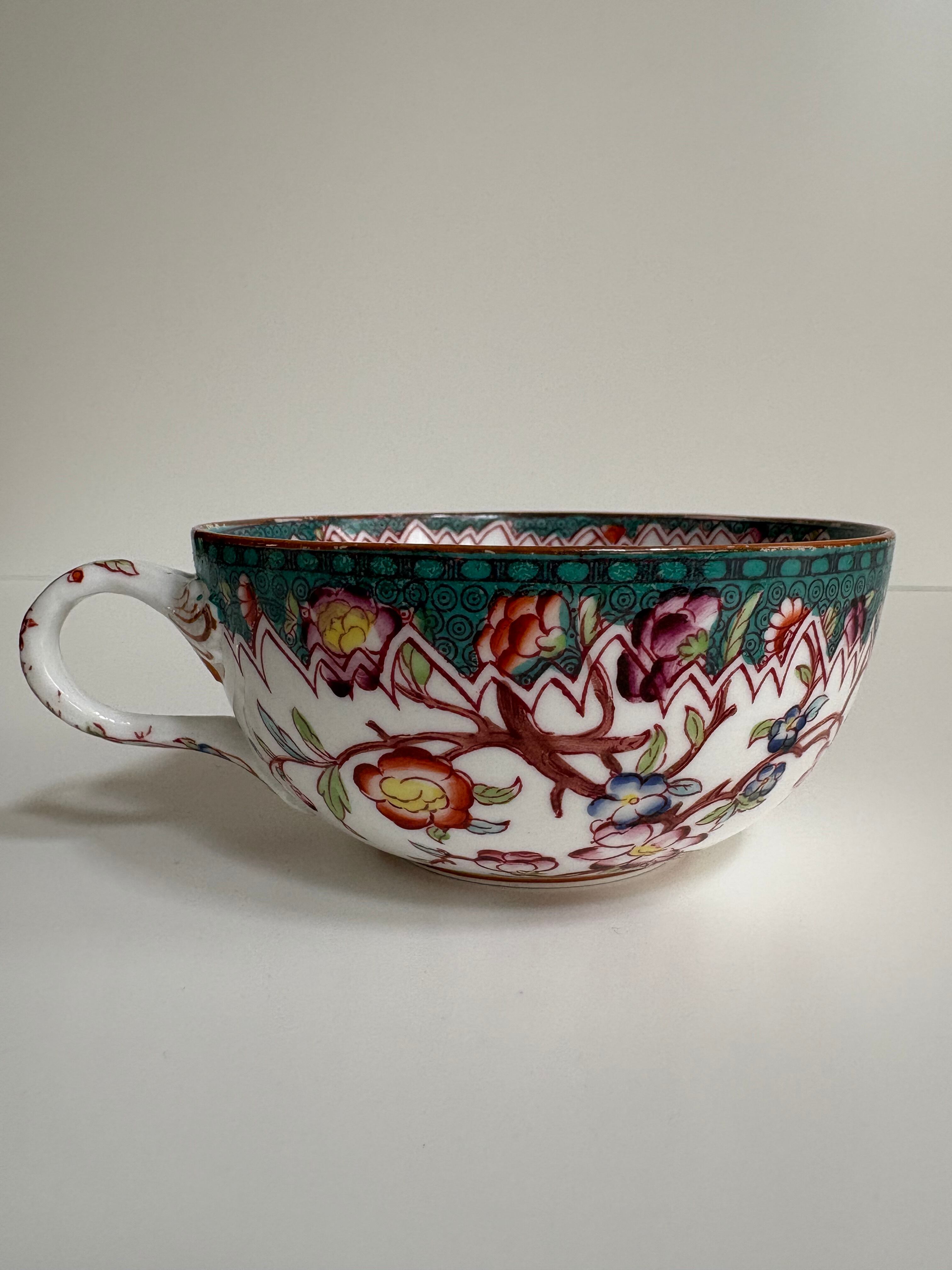 サルグミンヌ MINTON No.218 ティーカップ＆ソーサー（深い翡翠色の花