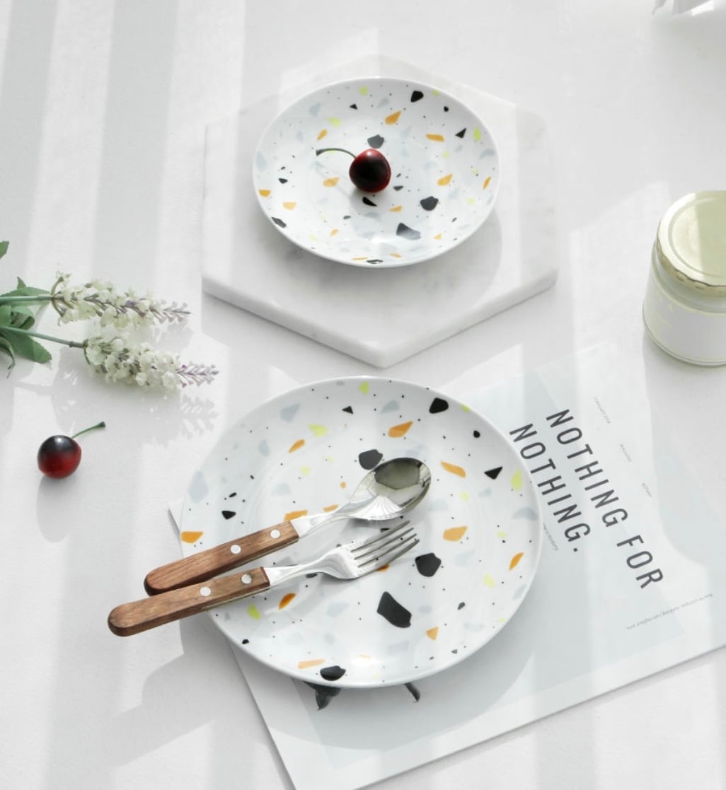 terrazzo marble plate 2size / テラゾー マーブル プレート カフェ お