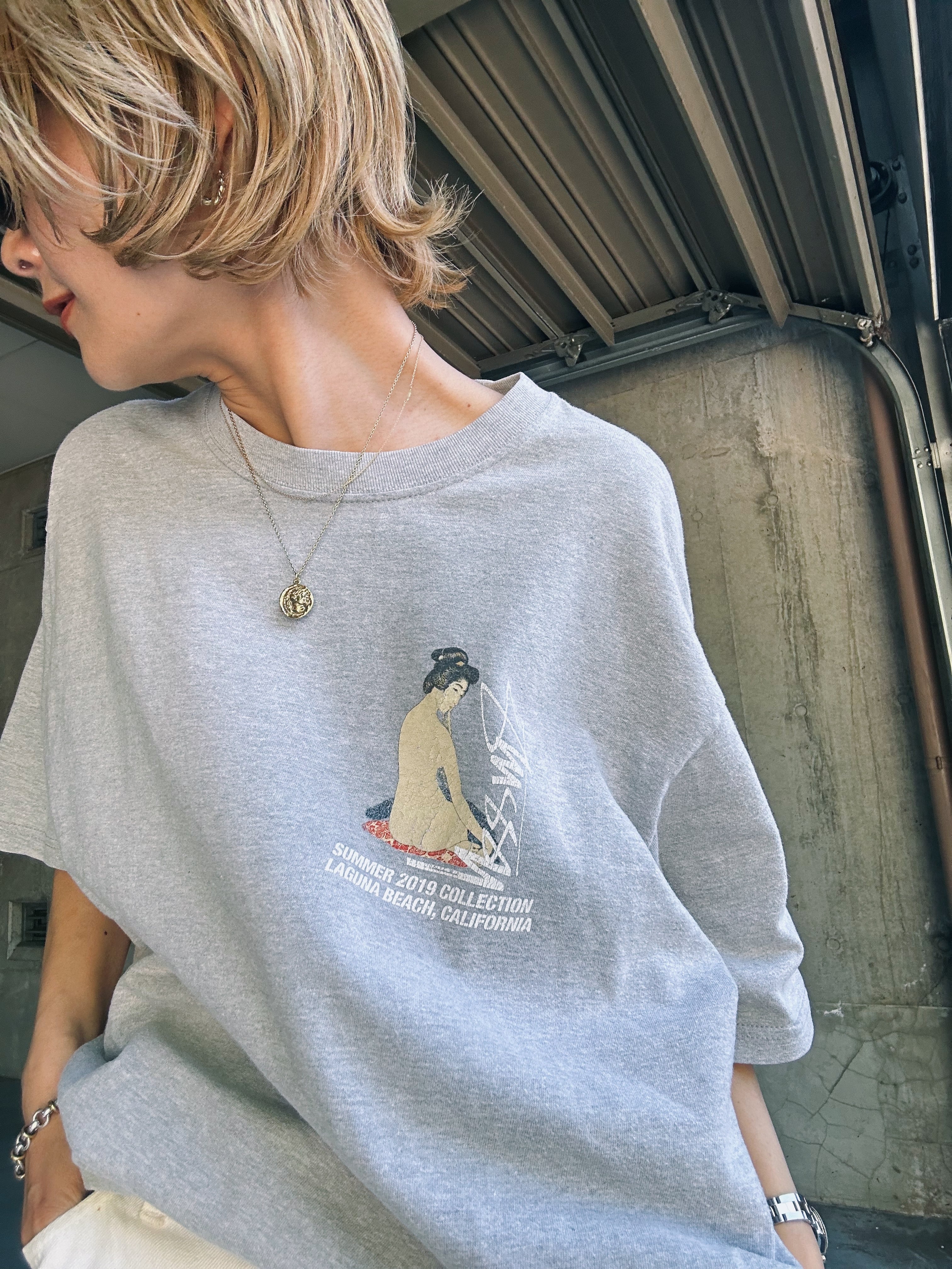 (CS1824)STUSSY GEISHA printed T-SHIRT made in MEXICO