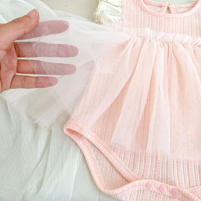 【BABY】レースフリルチュールワンピースロンパース - 11