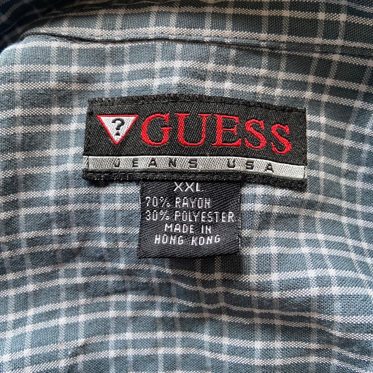 ビッグサイズ GUESS ゲス レーヨン チェックシャツ メンズ2XL 古着 