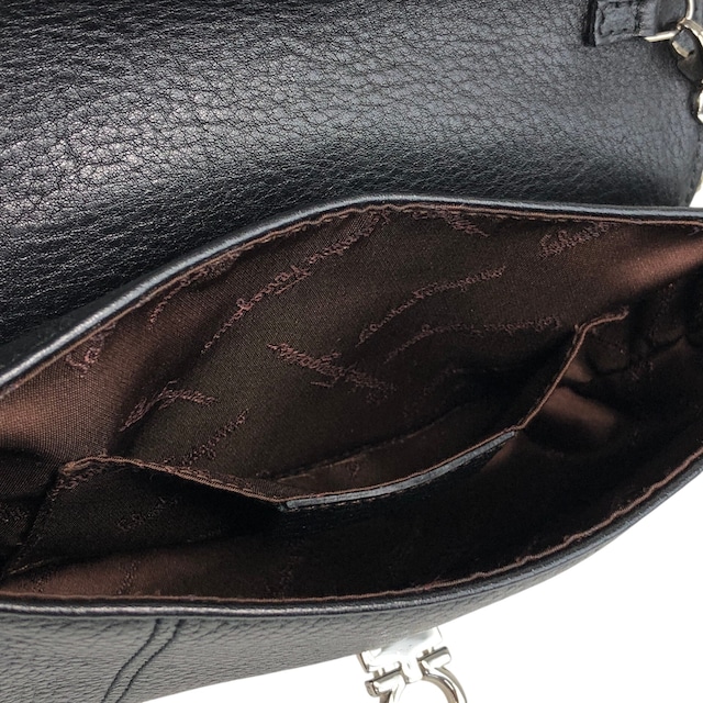 Salvatore Ferragamo サルヴァトーレ フェラガモ ショルダーバッグ ブラック ガンチーニ レザー チェーン ミニバッグ vintage ヴィンテージ オールド sj8amk