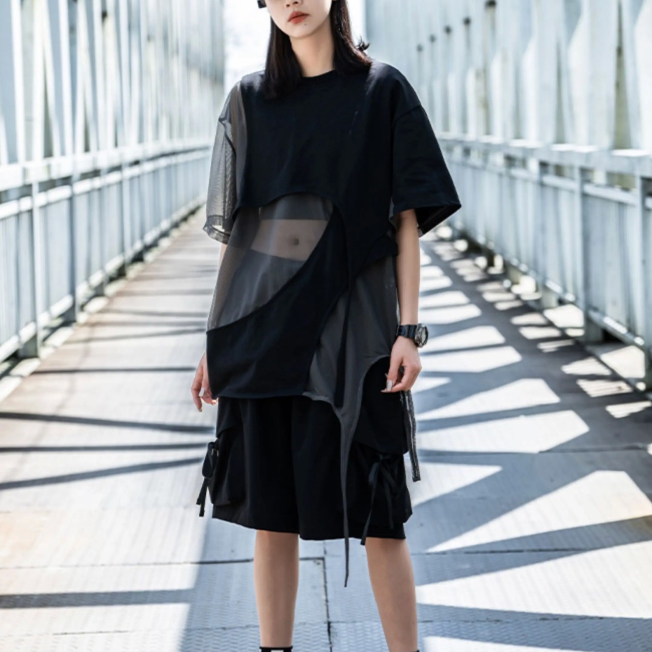 Irregular Patchwork Cut-Out Design Top(ME460)