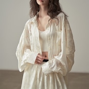 ジャガード織レトロ風リラックスブラウス H0072