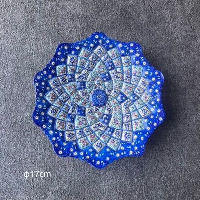 ペルシャの飾り皿(ミーナーカーリー)16cm 壁飾り【MINA KARI 017-008】ミーナカーリー