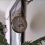 両面壁時計 アイアンアート時計 屋外 屋内 リビングルーム レトロ時計 金属