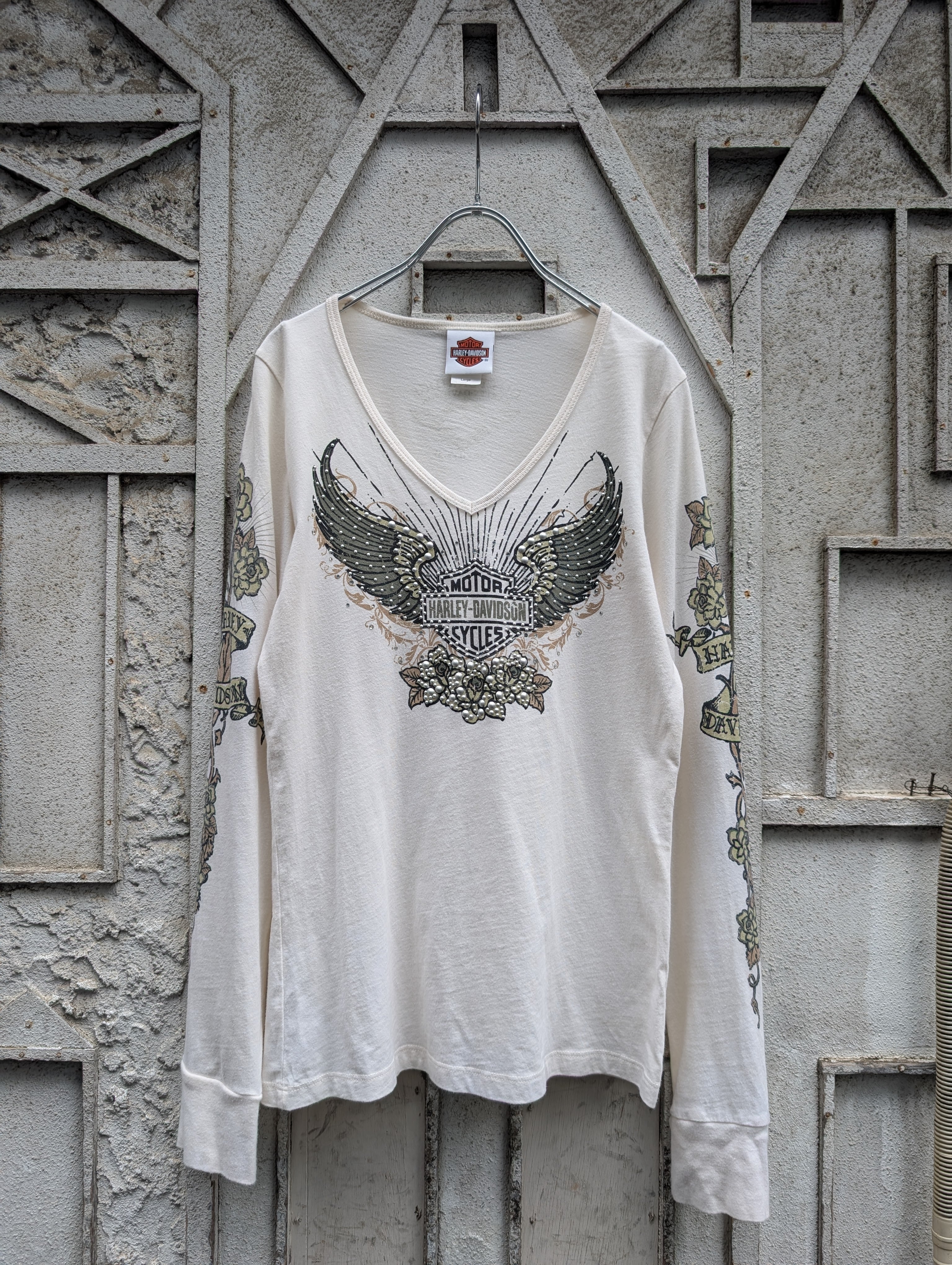 "HARLEY DAVIDSON" print L/S / made in USA