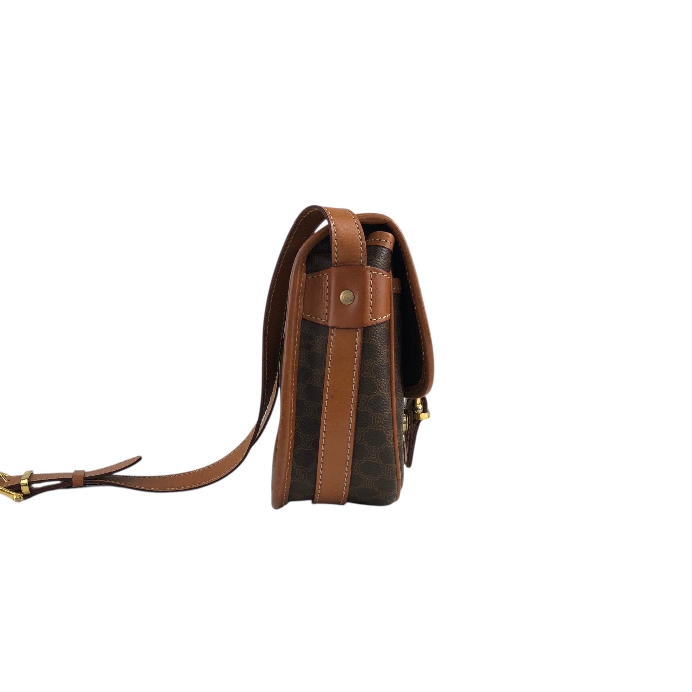 CELINE セリーヌ マカダム ショルダーバッグ ブラウン ブラゾン型押し