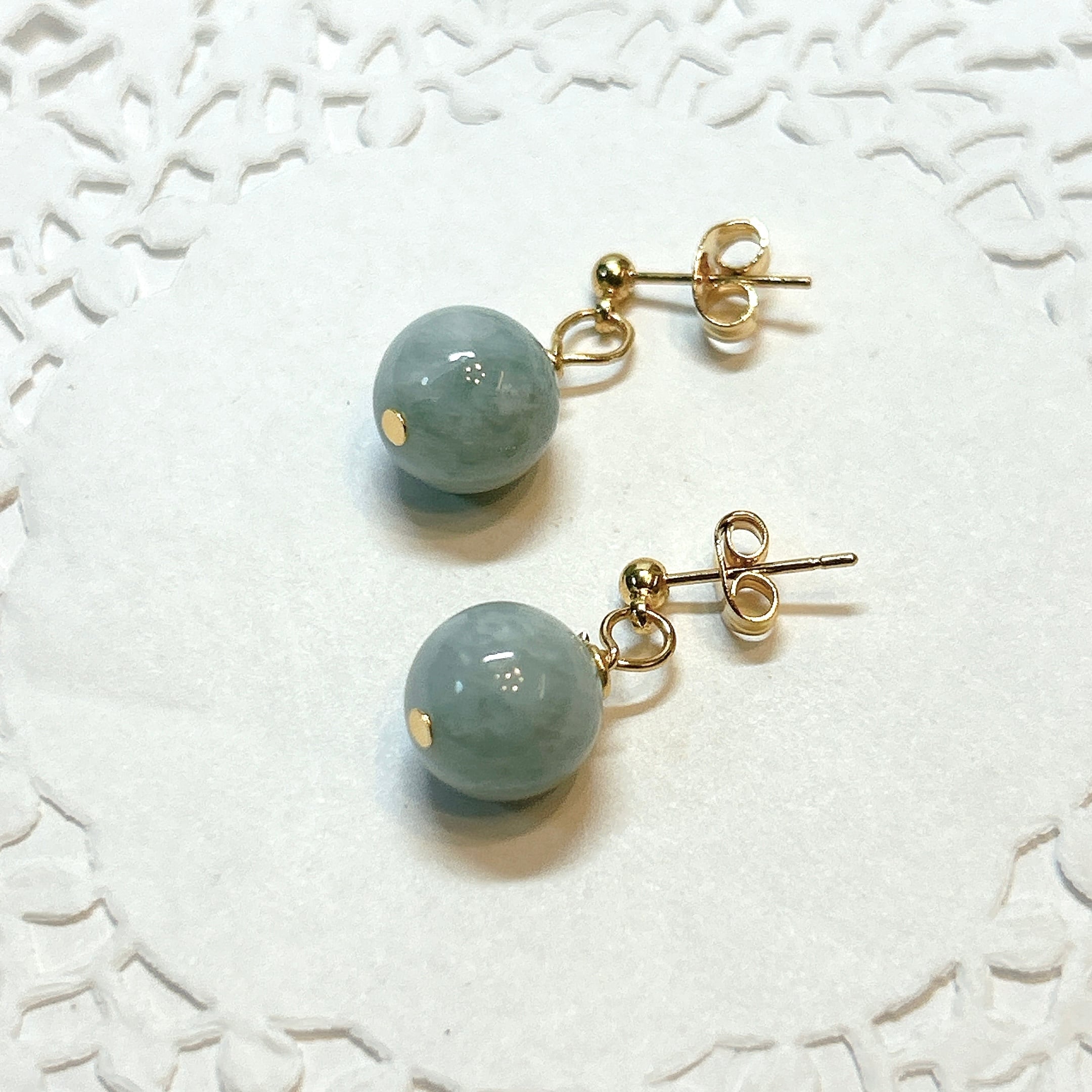 美品　モーシッシ　翡翠　ピアス　ハンドメイド　シルバー925 N17929】翡翠 ピアス Jade ジェード ひすい ミャンマーひすい ヒスイ