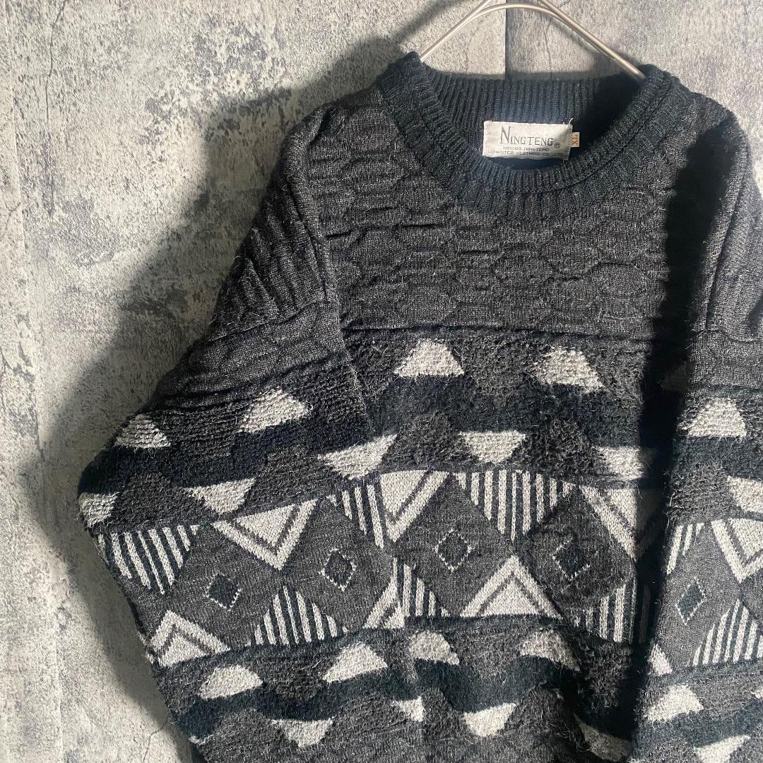 【Vintage】総柄 幾何学 デザイン ニット セーター | FACE official