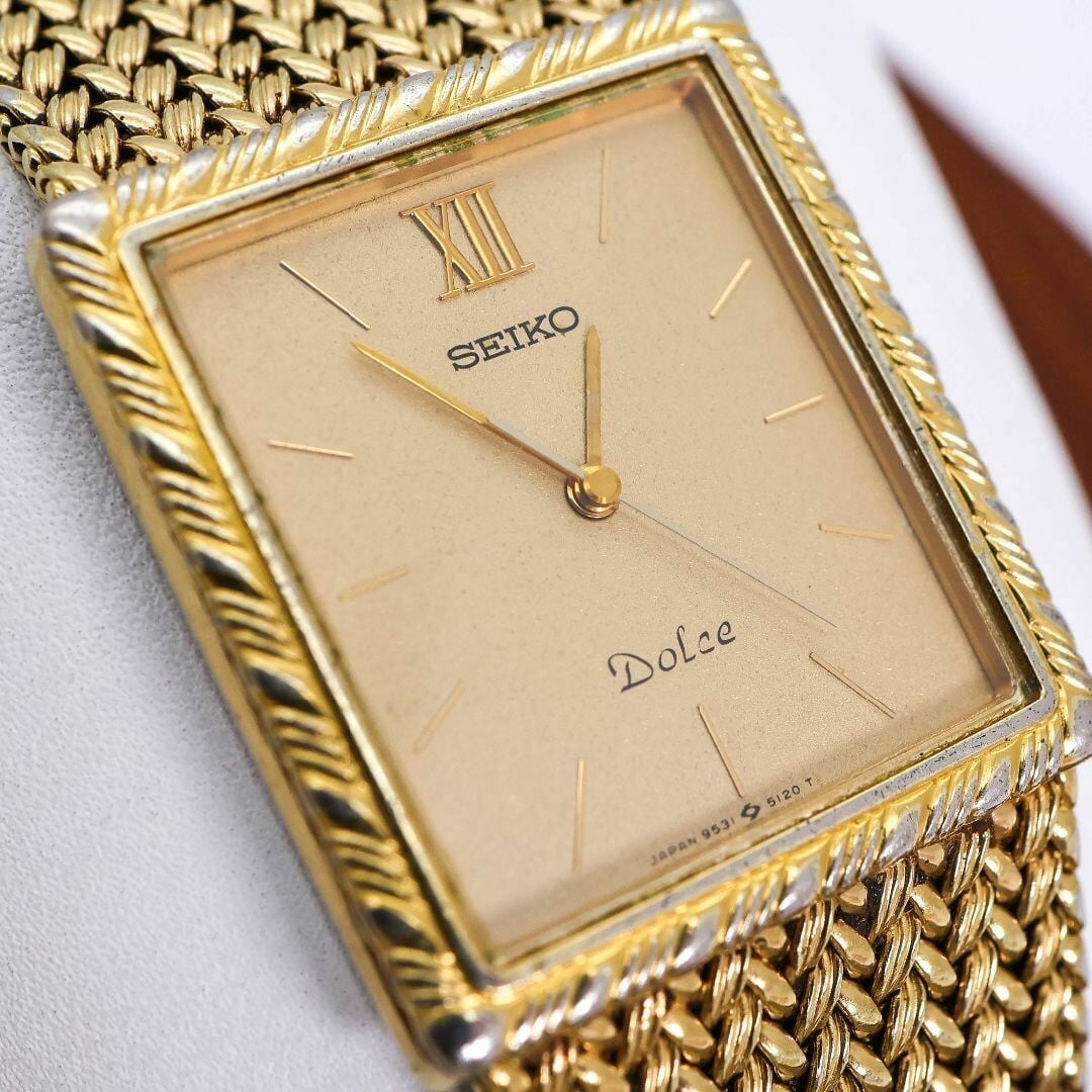 ジャンク品 SEIKO Dolce 腕時計 14Kベゼル ラウンド 525