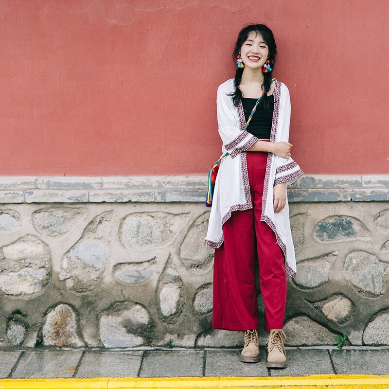 カーディガンの女性の薄い春と秋、サスペンダースカート付きの小さなショールルーズジャケットを備えた非常に妖精のナショナルスタイルの日焼け止め ドリームホーストラベル婦人服41398478257