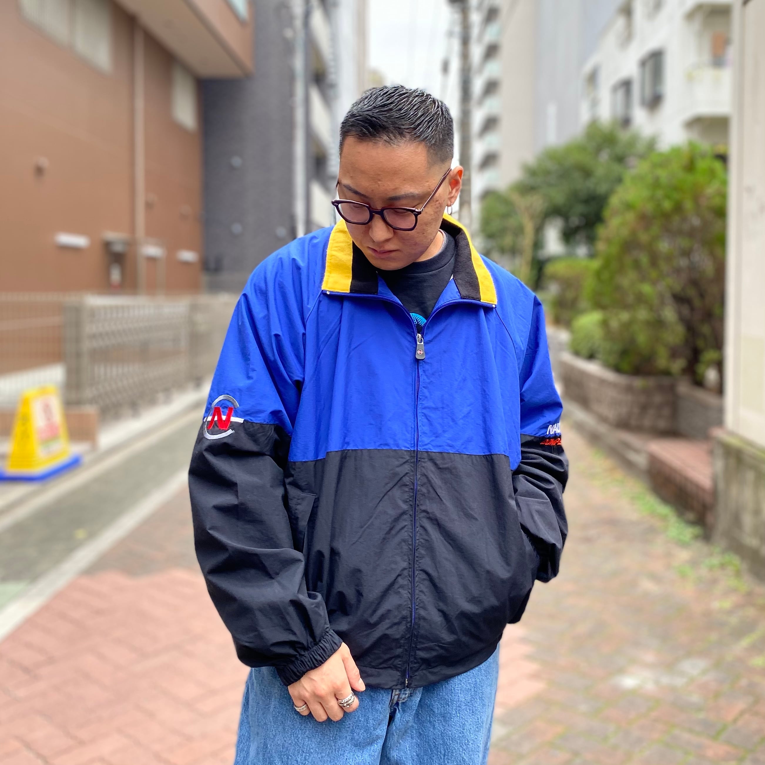 90年代 size : XL【 NAUTICA 】ノーティカ ナイロン ジャケット 青×黒 ...