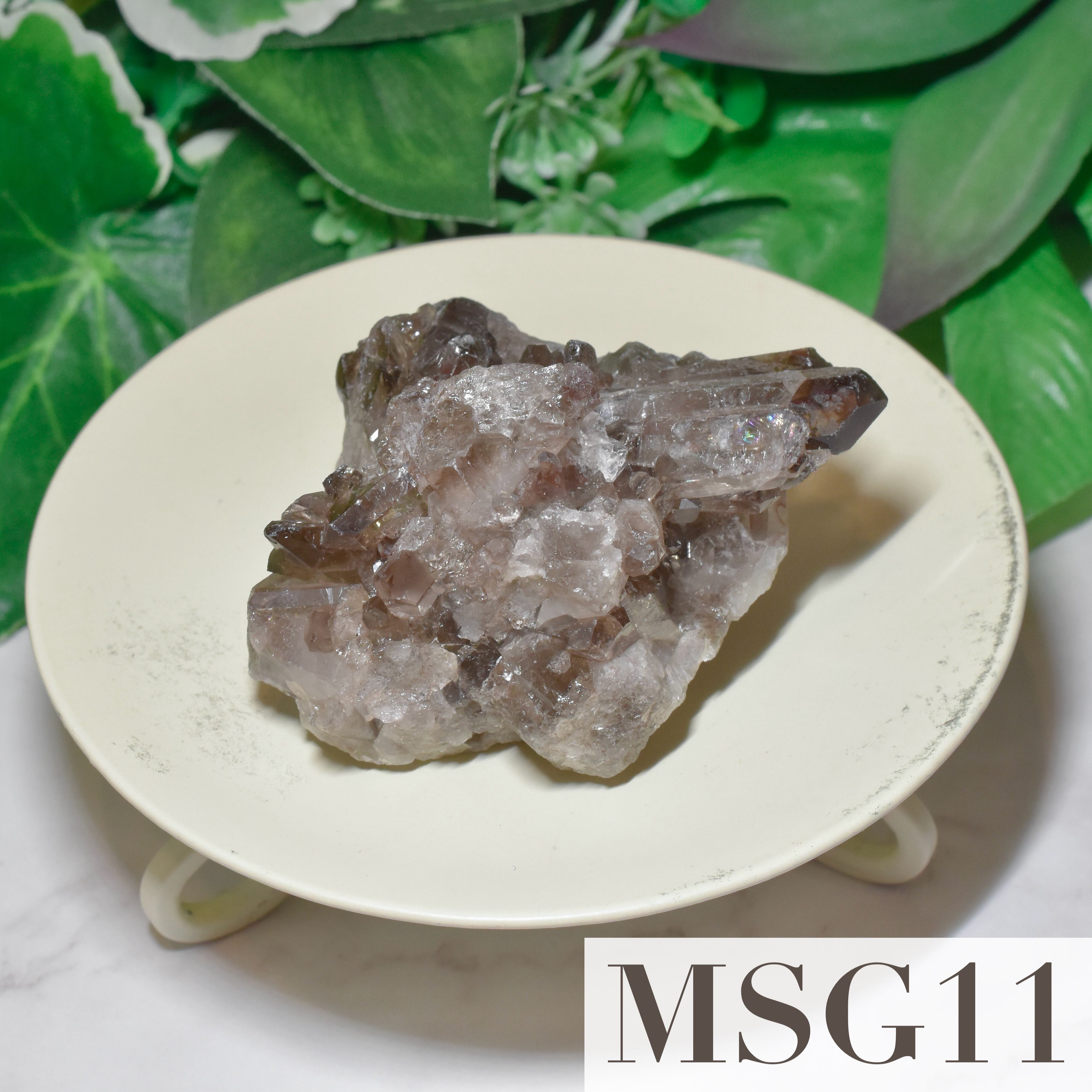 《虹入り》スモーキークォーツ ミニ クラスター ブラジル・ミナスジェライス州産 MSG11