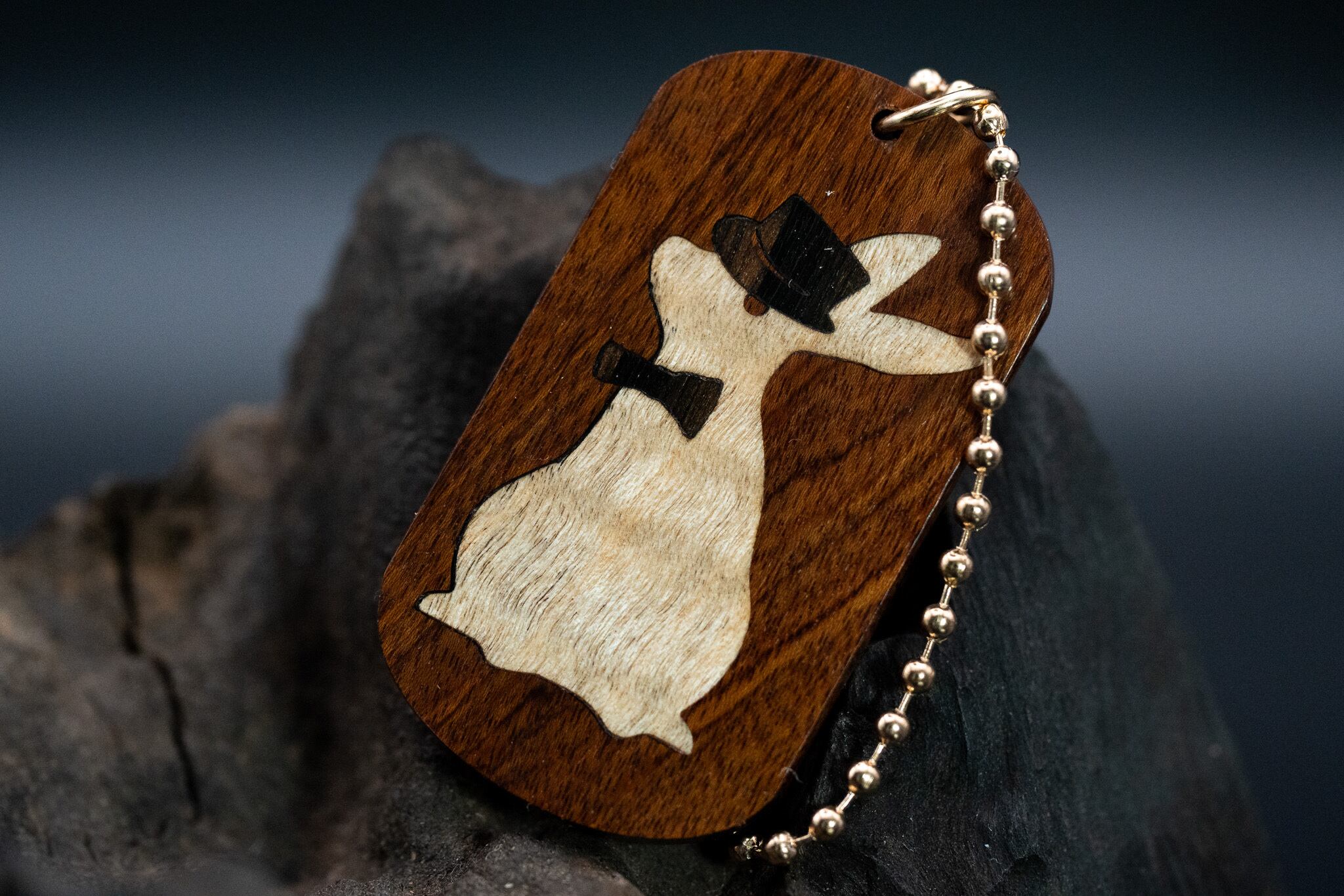 【蝶の樹】 モパネ ドッグタグ 象嵌 三月ウサギ