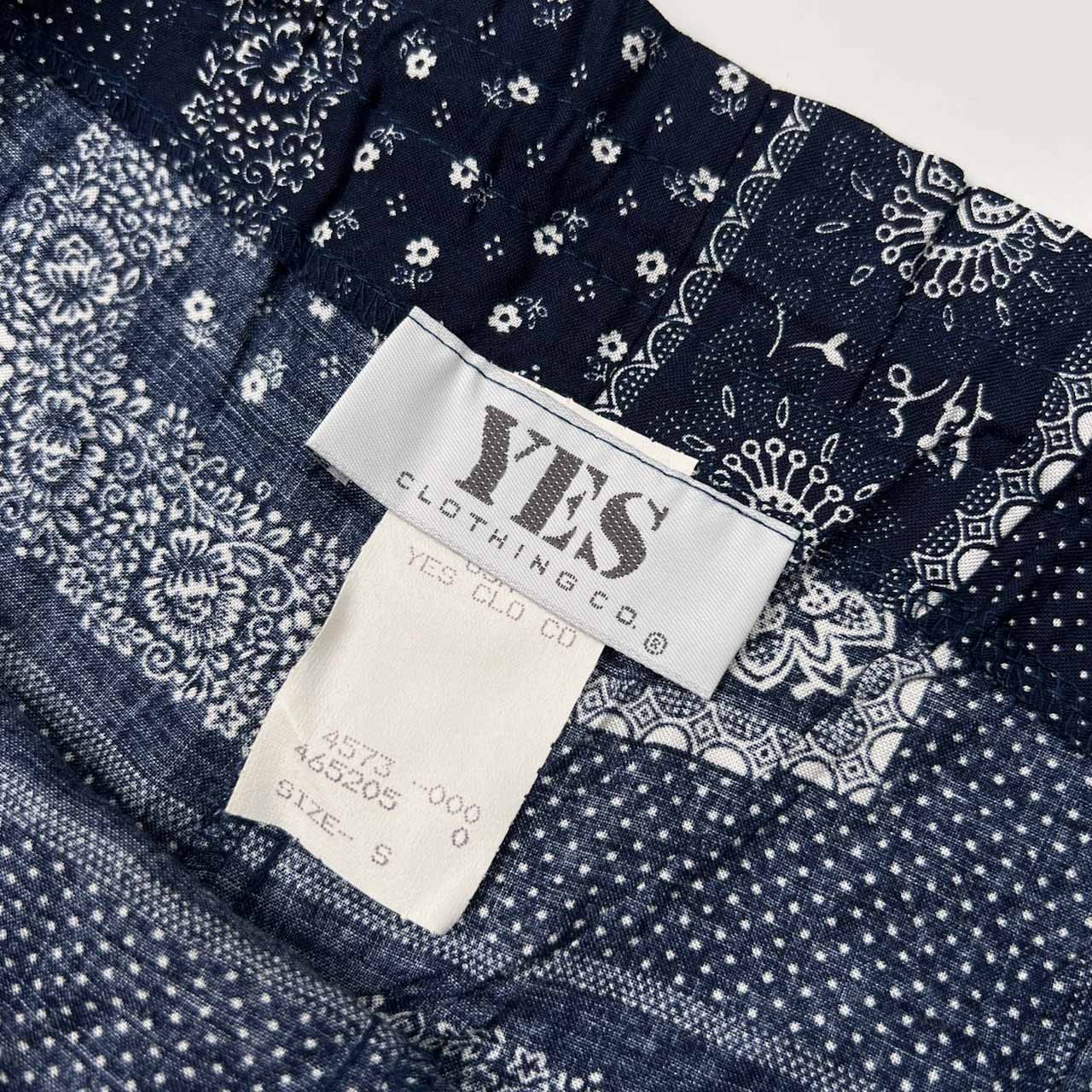 80s USA製 YES CLOTHING CO. イエス バンダナ柄 ショーツ ハーフパンツ レーヨン ショートパンツ S /ネイビー/ビンテージ/男女でも