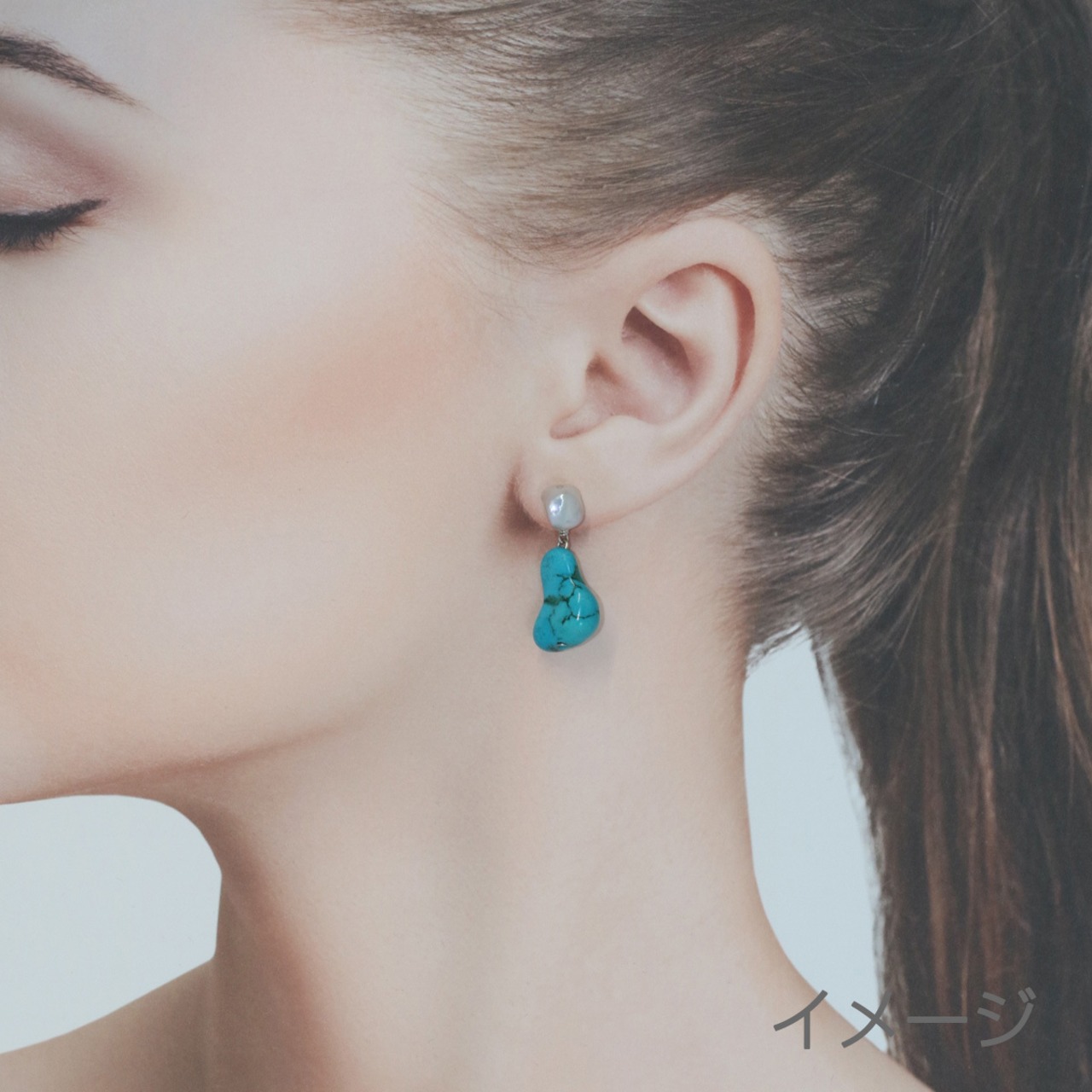 在庫限り！淡水パール ターコイズ ピアス mm1013