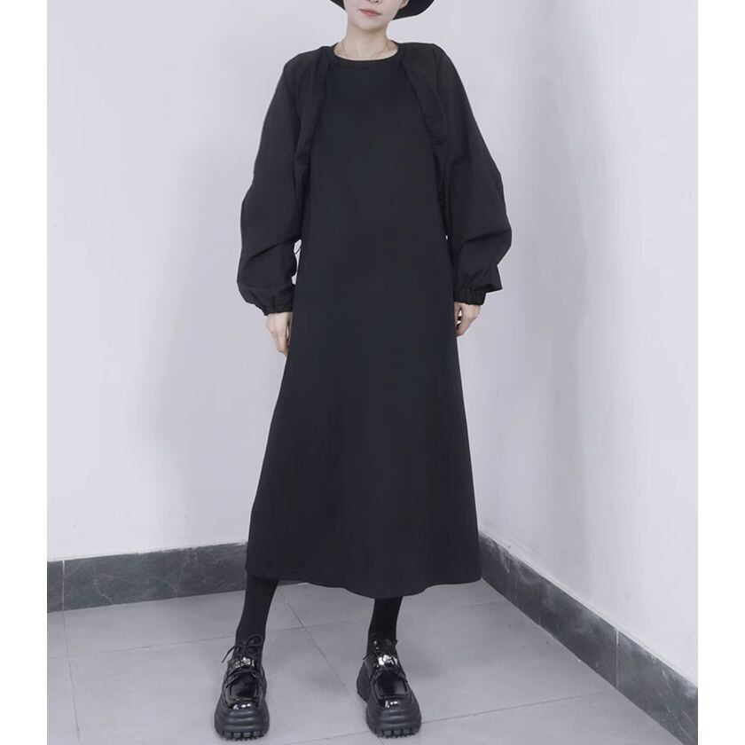 フェイク2ピースジャケットスプライスワンピース ON0633