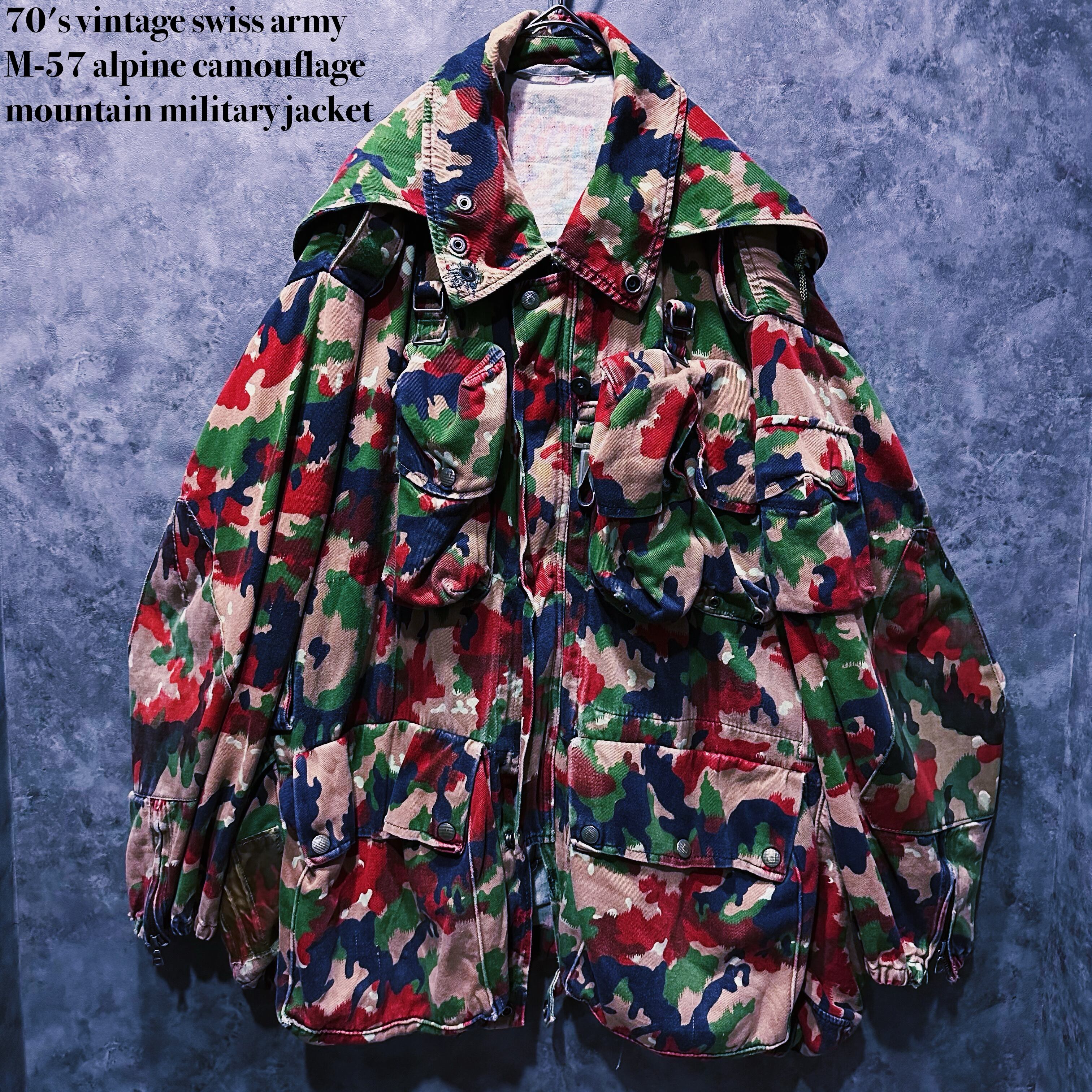 【doppio】70's vintage swiss army M-57 alpine camouflage mountain military jacket