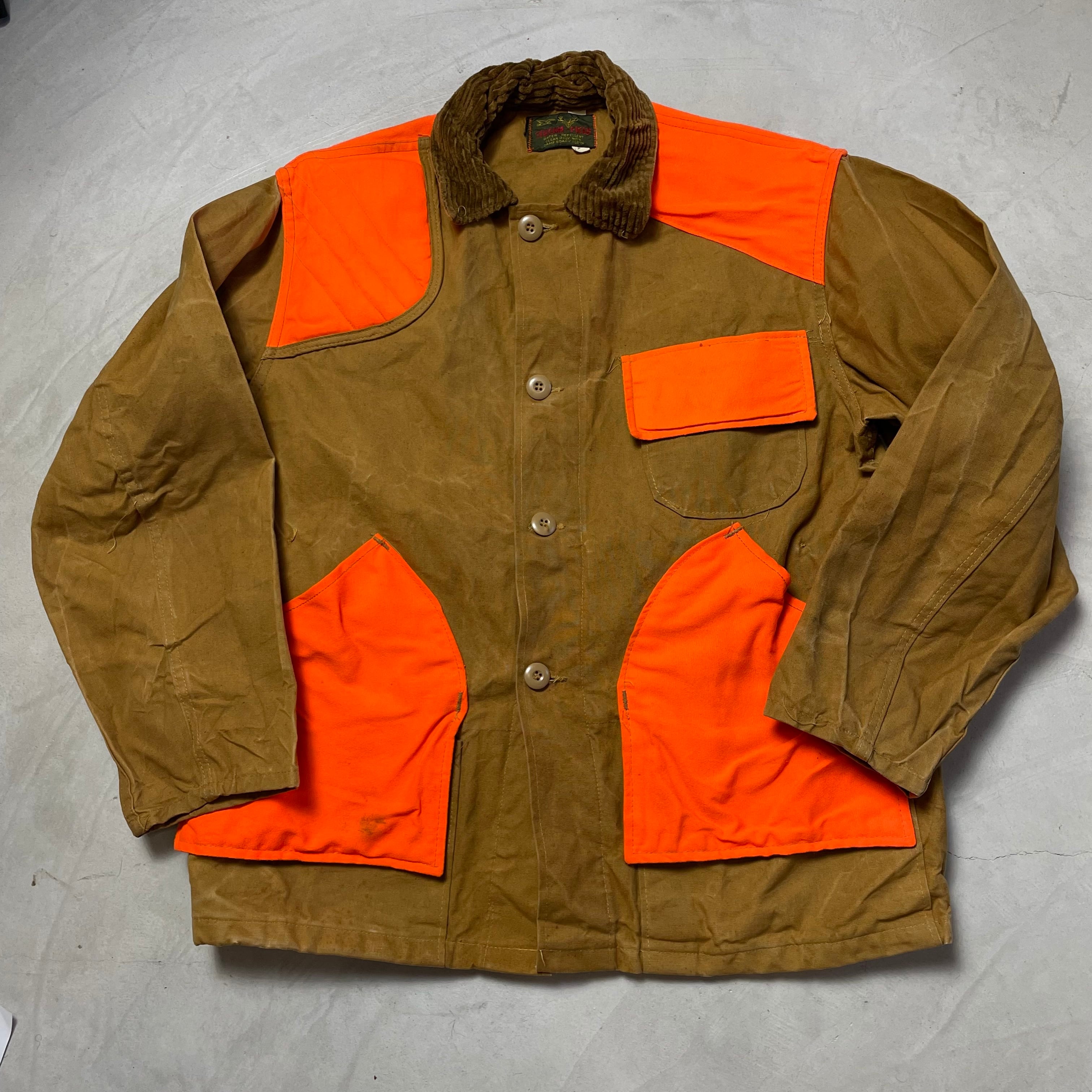 STREAM FIELD ハンティングジャケット カバーオール コーデュロイ襟 ブラウン オレンジ 茶色 メンズL相当 古着【長袖シャツ】