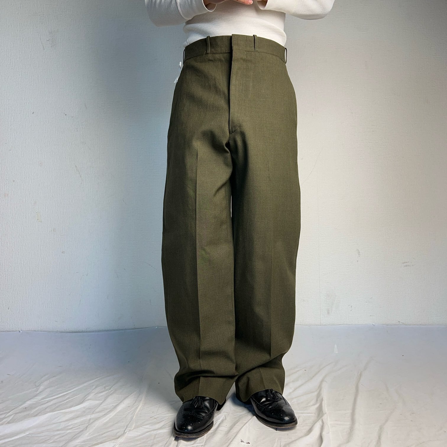1970's U.S.MILITALY WOOL SLACKS SERGE GREEN W31 70年代 米軍