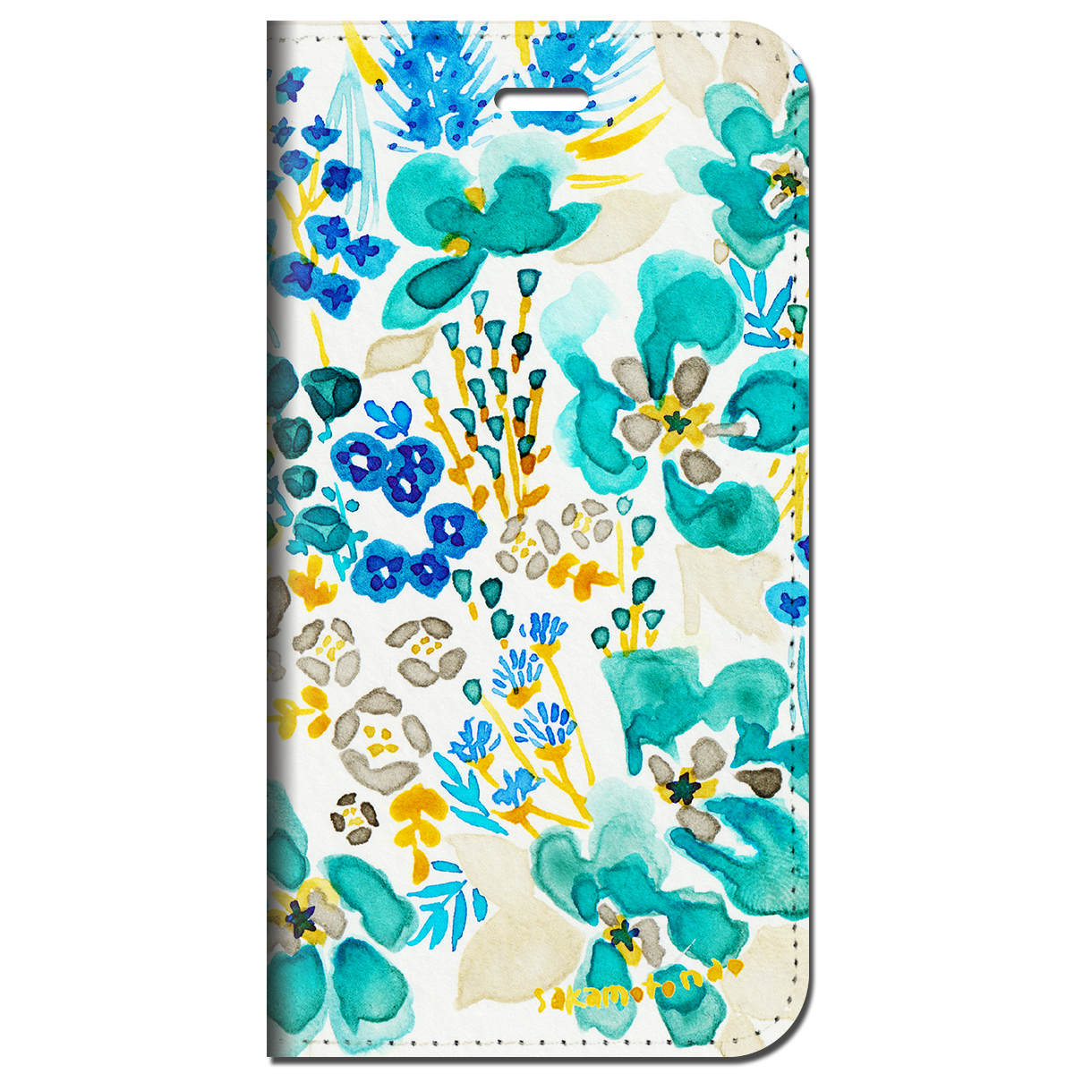 iPhone対応 スマホ 手帳型ケース 春の青い花束 ポップ イラスト 【iPhone16 / iPhone16e / iPhoneSE 他 iPhone各機種対応】 st41