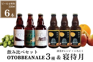 【数量限定】飲み比べ4種 ｜【6本】OTTBEAN定番3本（PALE ALE / IPA / WHITE）& 寝待月3本  (清美オレンジ＆イチジク) セット ｜定番ビール＆限定フルーツビア｜