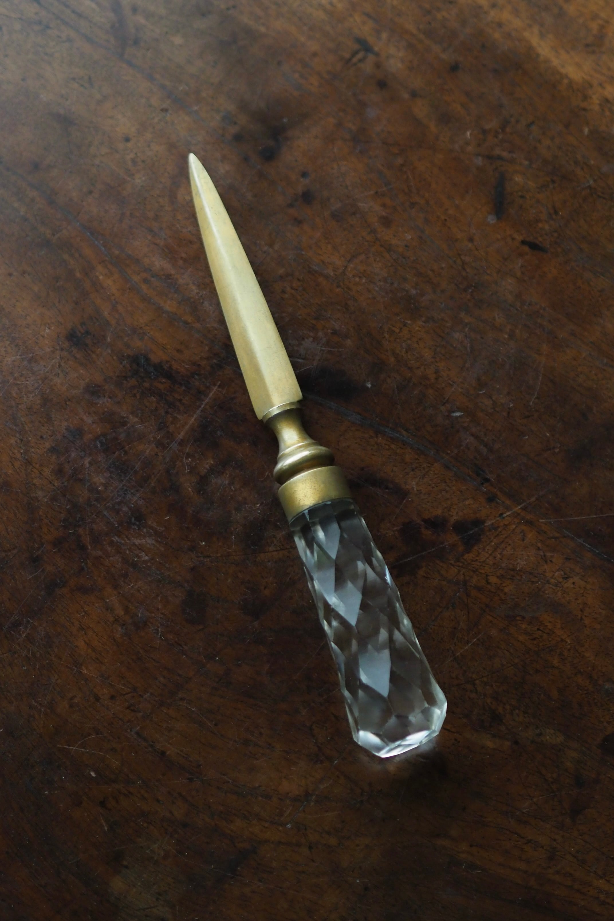 カットガラス持ち手ペーパーナイフ-antique glass grip letter opener