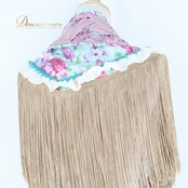 フラメンコ 衣装 ソニアジョーンズ SONIA JOHNES  シージョ  ピキージョ 花柄 フレコ フリル レース 水色 ピンク パープル 紫 トライアアングル 三角形 ピンク系 ブルー系 パープル系 ゴールド系 フラメンコドレス カラフル フリルデザイン おしゃれ 女性用 衣装 フォーマル イベント ダンス レトロ かわいい ステージ衣装 パーティ スカーフ ショール